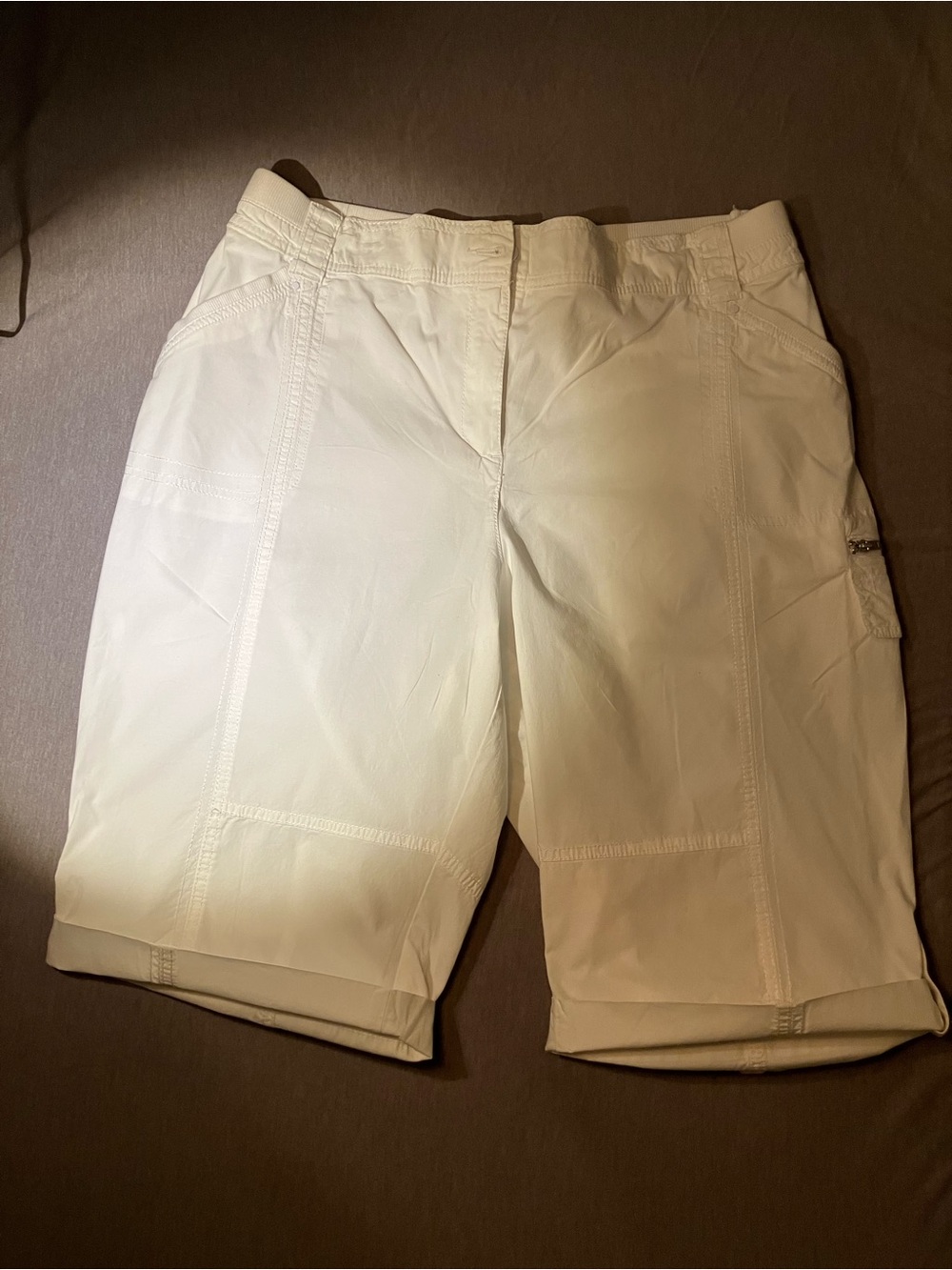 Women’s White Utility Bermuda Shorts